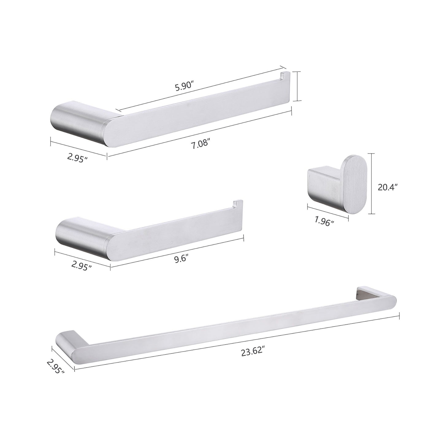4 Pieces Bathroom Hardware Set Single Towel Bar, Towel Holder, Toilet Paper Holder