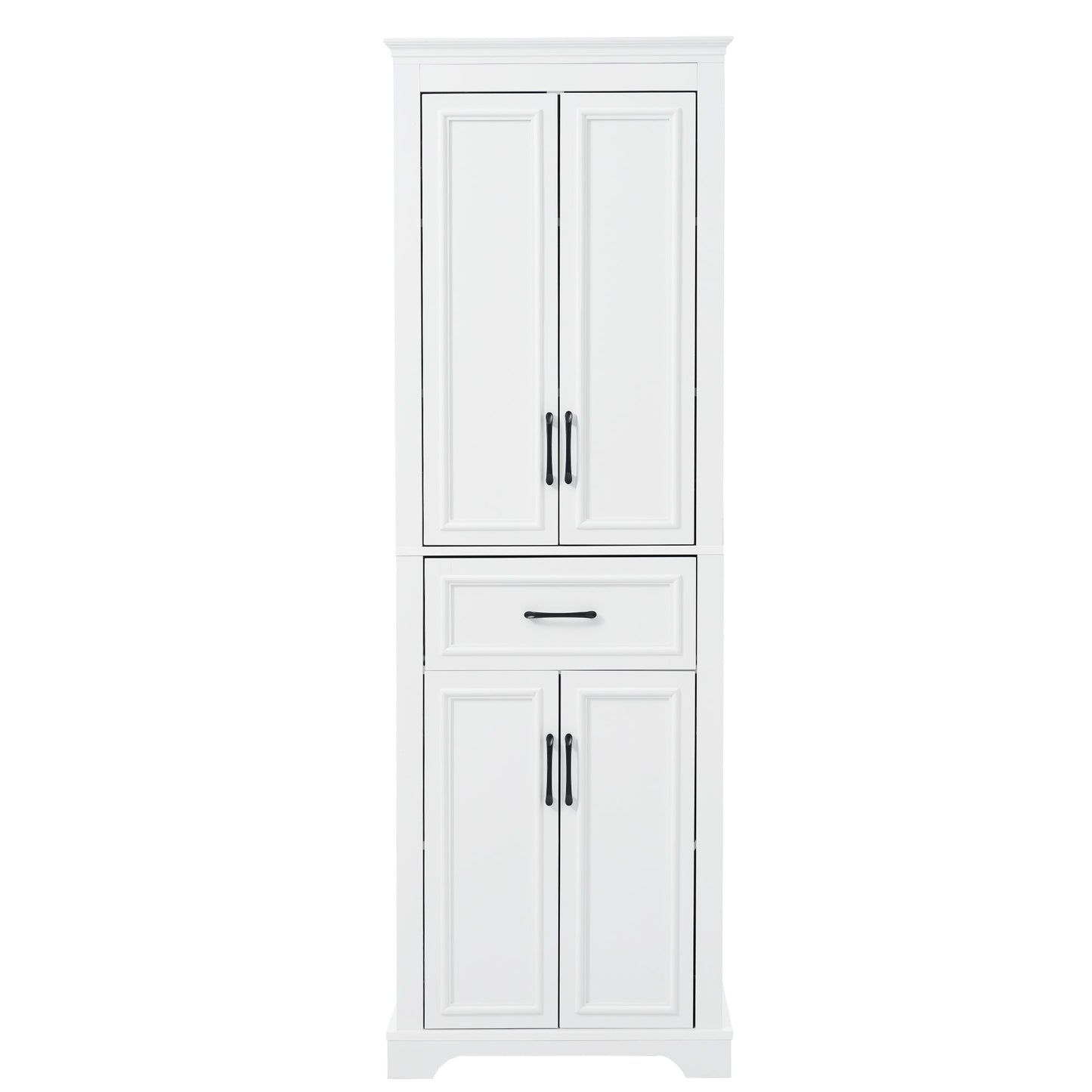 Freestanding Bathroom Vanity, Elegant Design With 4 Doors & 1 Drawer, Adjustable Shelves, Damping Hinges - White