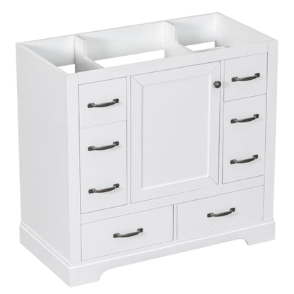 Modern Bathroom Vanity Base Only, 6 Drawer Storage With Adjustable Shelf