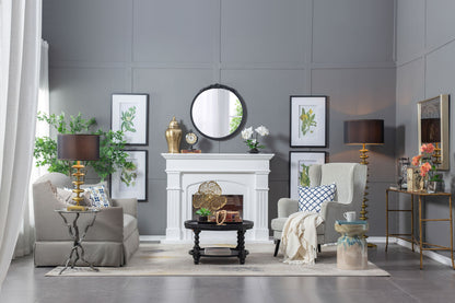 Round Hand Carved Rose Antique Mirror Frame, Wall Mirror For Live Space