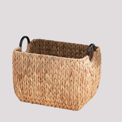 Rectangular Multi Purpose Baskets With Handles For Towel, Toys, Magazine And Kitchen Storage - Light Brown