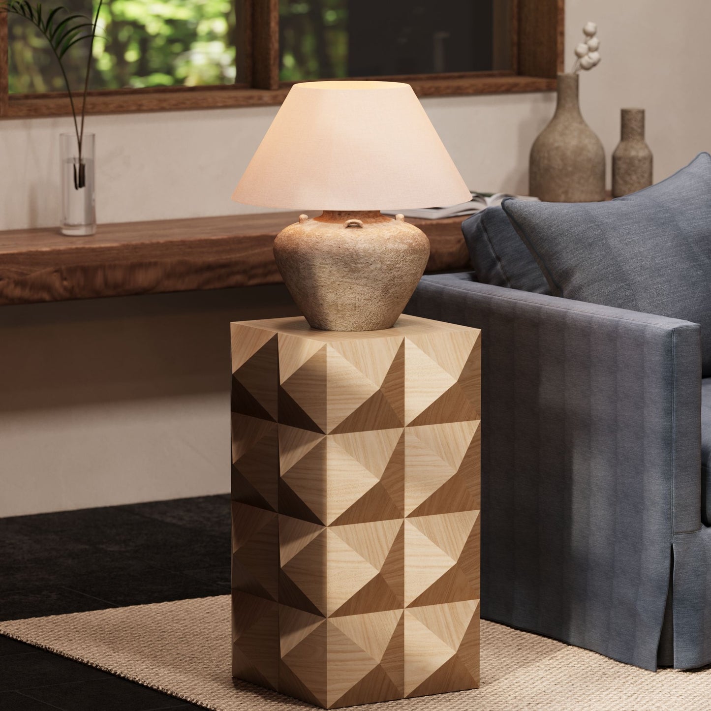 Side Table With 3D Embossed Pattern Design