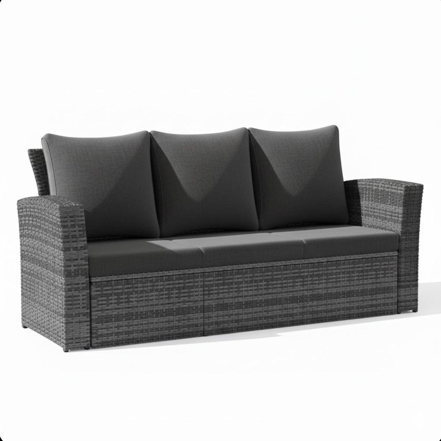 All-Weather Wicker 3 Seat Patio Sofa With Thick Cushions