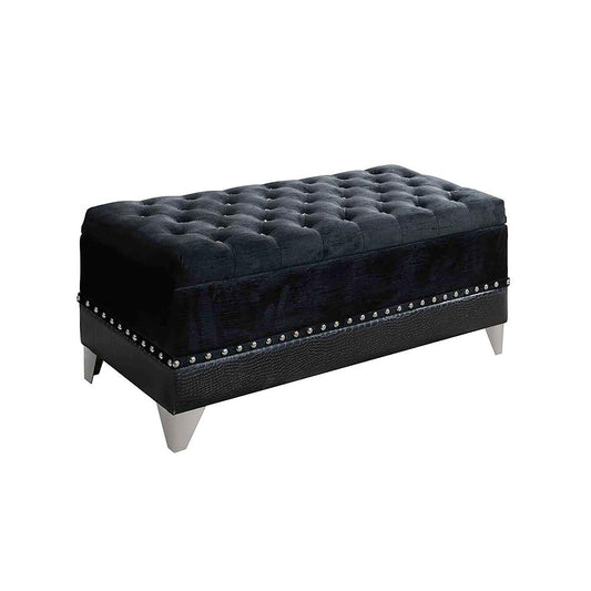 Tufted Trunk With Nailhead Trim Storage Solution - Black