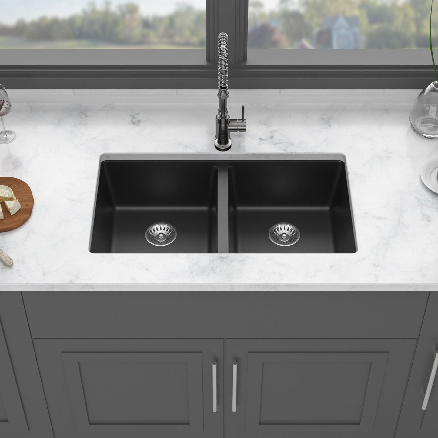 Granite Composite Double Bowl Undermount Kitchen Sink