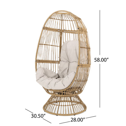 Patio Swivel Basket Egg Chair With Cushion