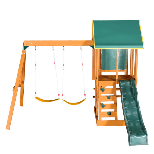 Children's Playset 3 In 1 With Slide, Swings, And Climber