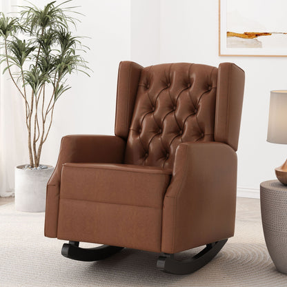 Moss - Upholstered Rocking Recliner With Diamond Tufting And Wingback - Light Brown