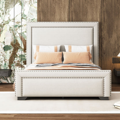 Upholstered Bed With Slats Support, No Box Spring Needed