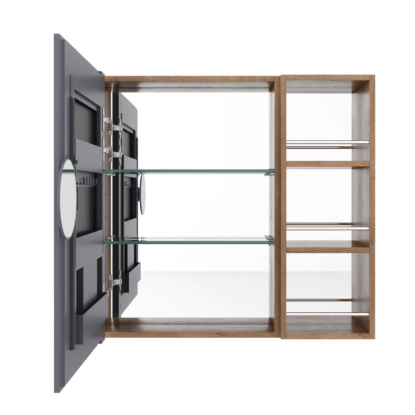 29.63" Wall Mounted Bathroom Cabinet With Adjustable Shelves - Imitative Oak