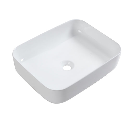 Rectangular Vessel Bathroom Sink, Modern - White