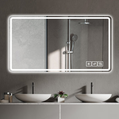 Bathroom Mirror Vanity Mirrors With Front Lights, Wall Mounted, Anti-Fog, Frameless, Horizontal Or Vertical
