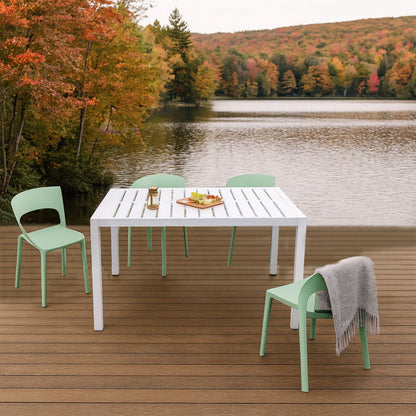 4 Piece Set Of Modern Designed Single Chairs With Long Table