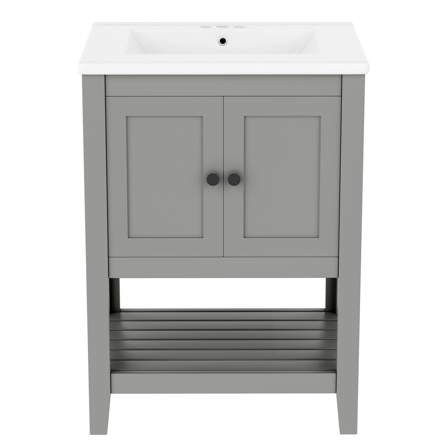 Modern Bathroom Vanity With Sink And Open Shelf