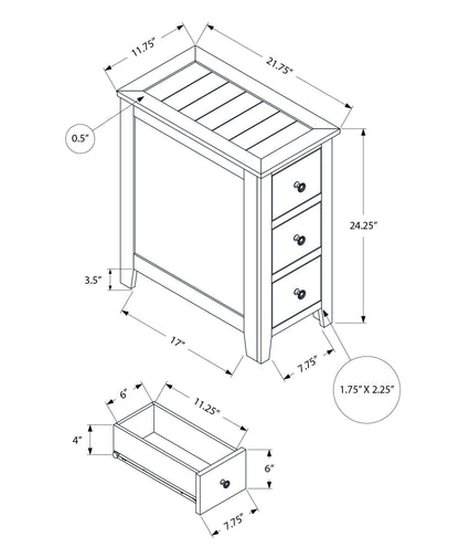 Accent End Table, Storage Drawer, Transitional Design
