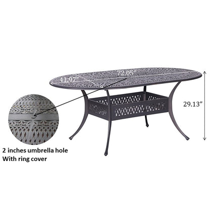 Oval Aluminum Dining Set With Cushions