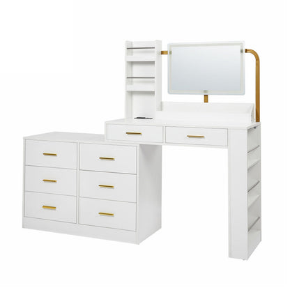 Modern 8 Drawer Dresser For Bedroom Ample Storage Wide Chest Of Drawers, Sturdy & Safe - White