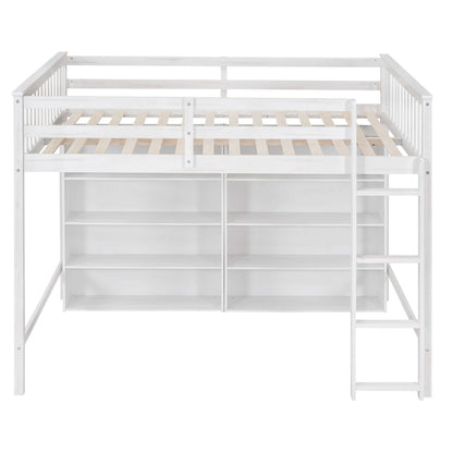 Loft Bed With 8 Open Storage Shelves And Built In Ladder