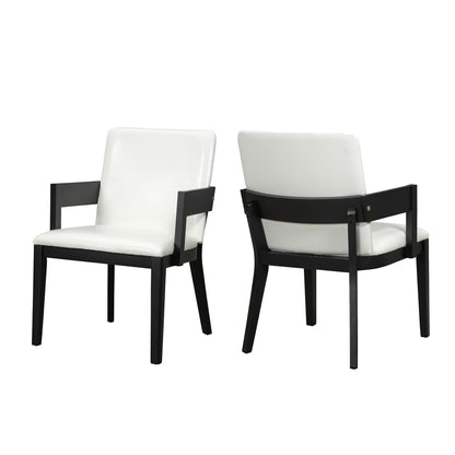 Modern Glossy Dining Chairs (Set of 2), Elegant Upholstery And Ergonomic Design - Black White