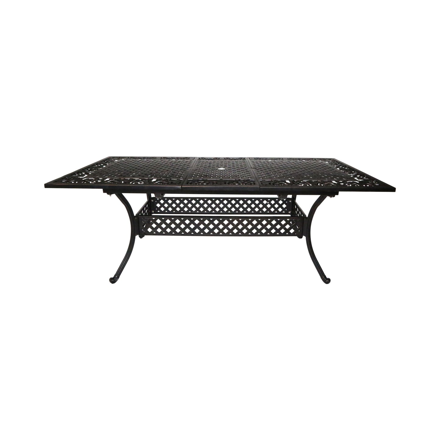 Outdoor Extendable Aluminum Dining Table With Pattern Table Top And Curved Legs - Copper
