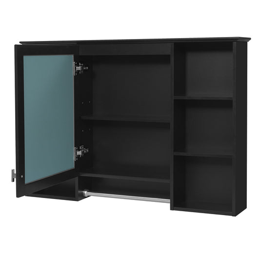 3 In 1 Modern Bathroom Mirror Cabinet With Adjustable Shelf, Soft Close Door, High Definition Mirror & Towel Bar