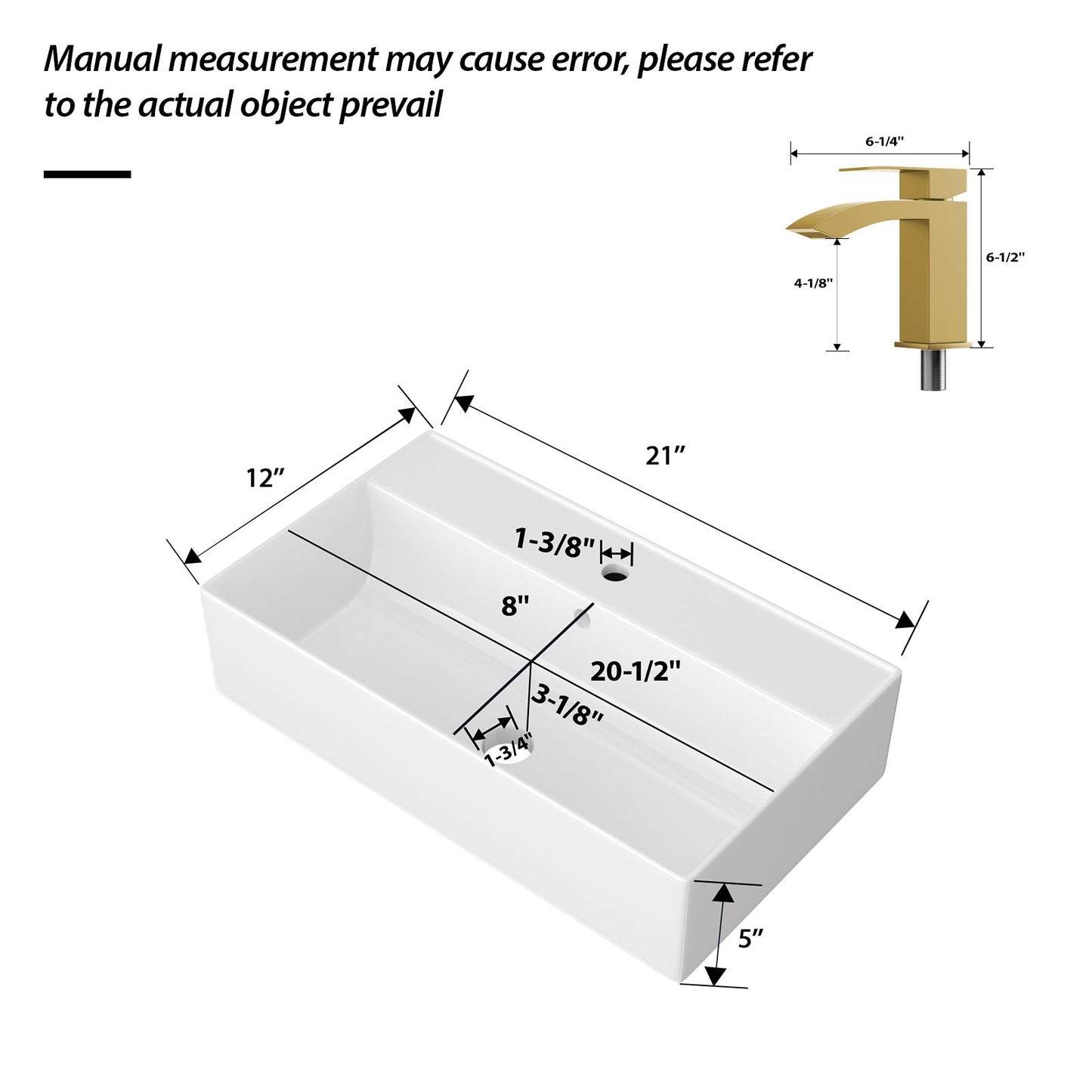 Wall Mounted Rectangular Bathroom Sink With Towel Bar