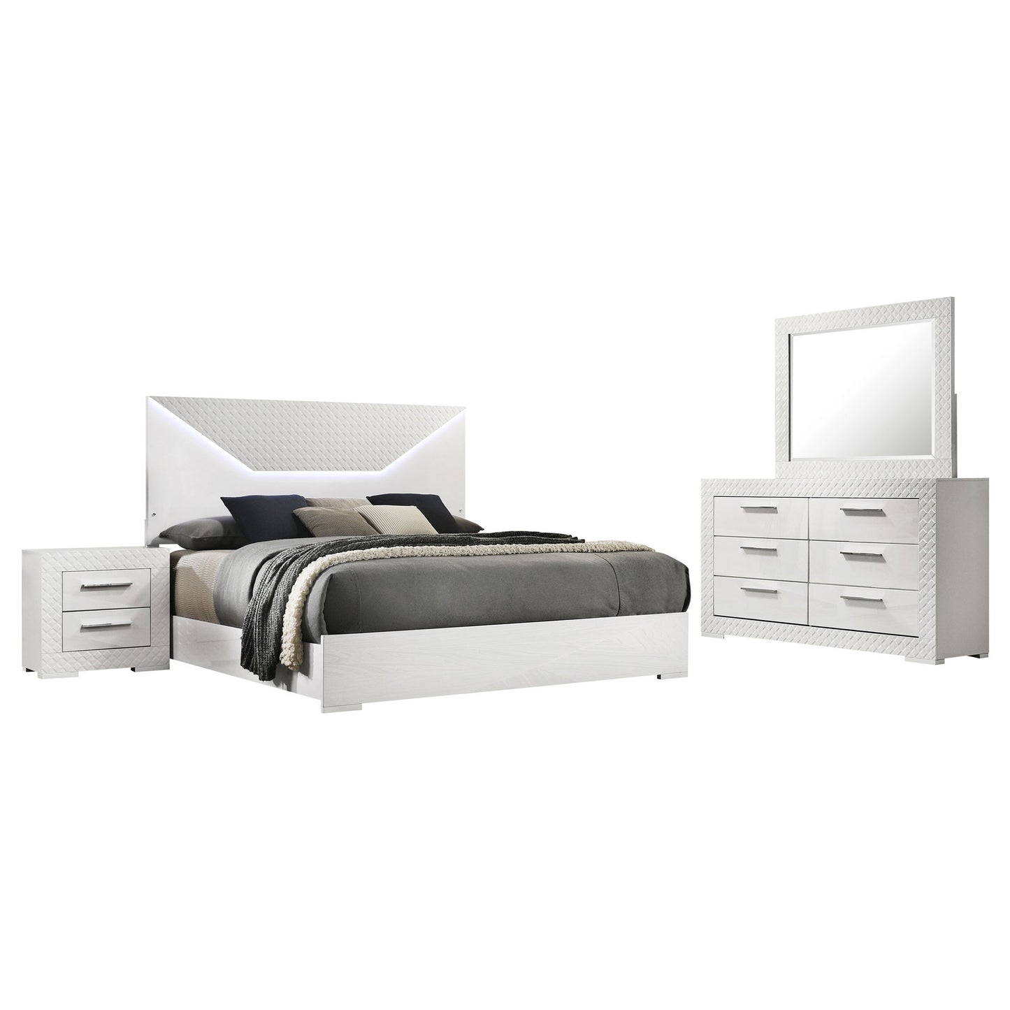 Pierce - 4 Piece Bedroom Set With LED Lighting