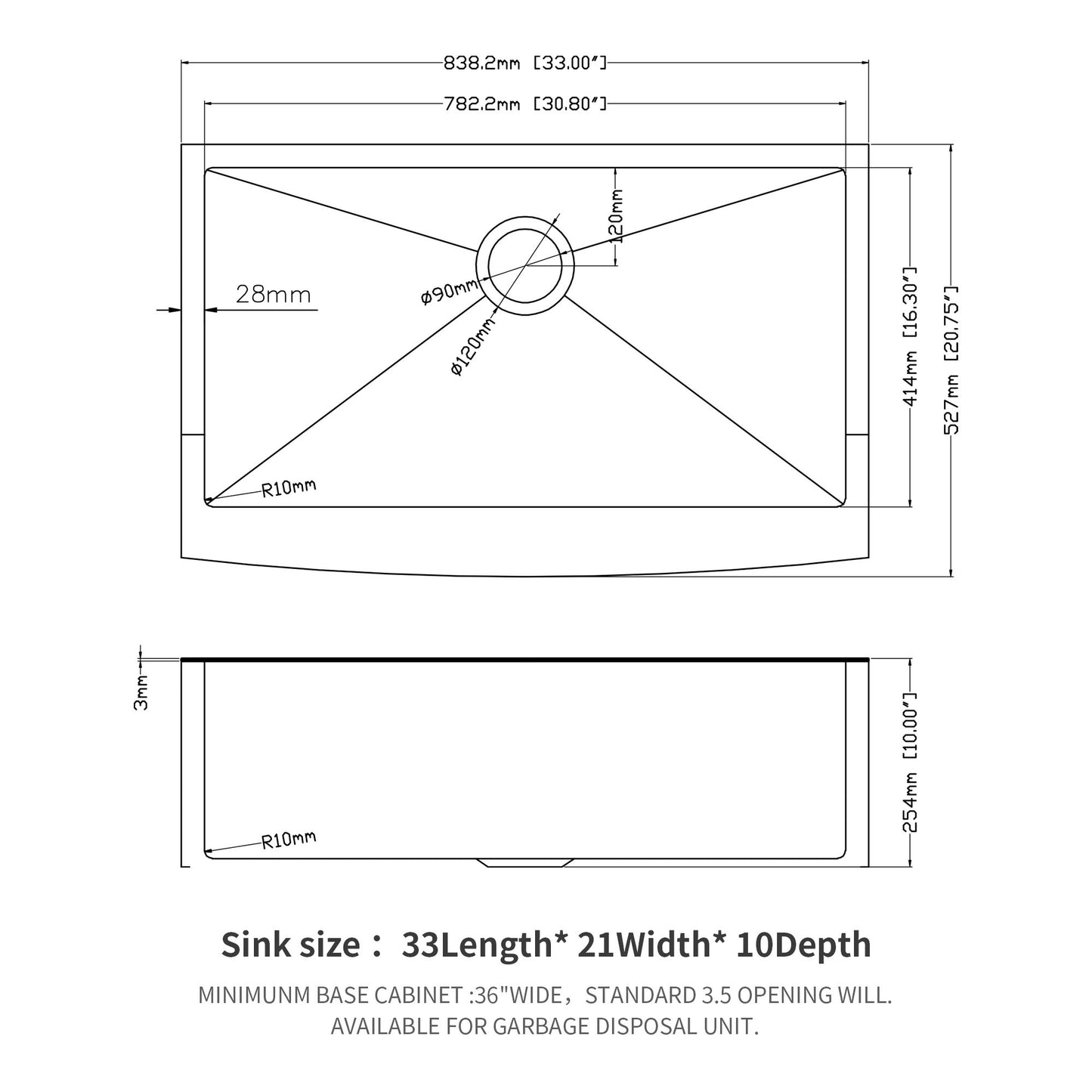 Farmhouse Kitchen Sink, Stainless Steel, Apron Front