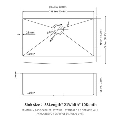 Farmhouse Kitchen Sink, Stainless Steel, Apron Front