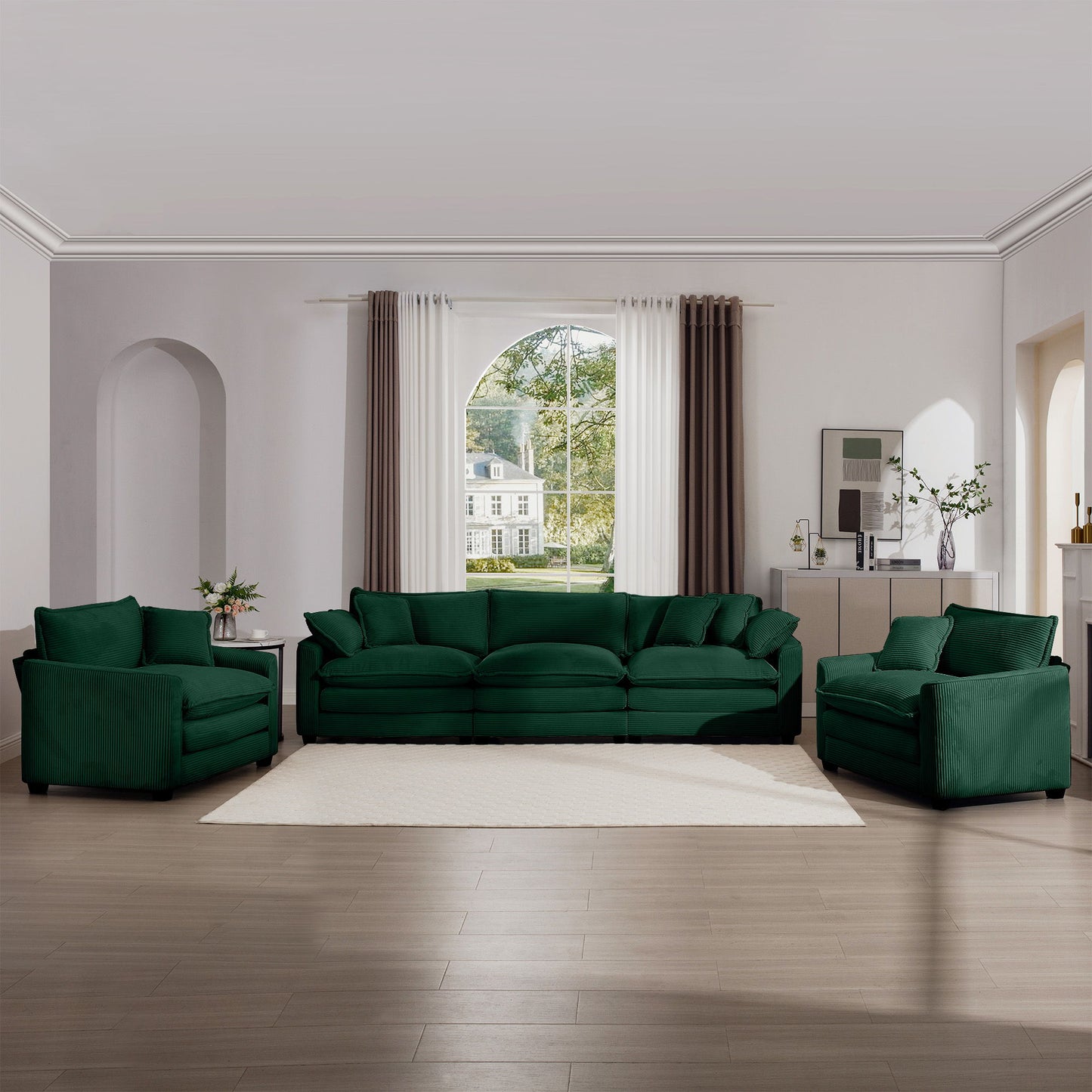 Elegant Corduroy Oversized Sectional Sofa Set With Deep Seats And Flexible Layout