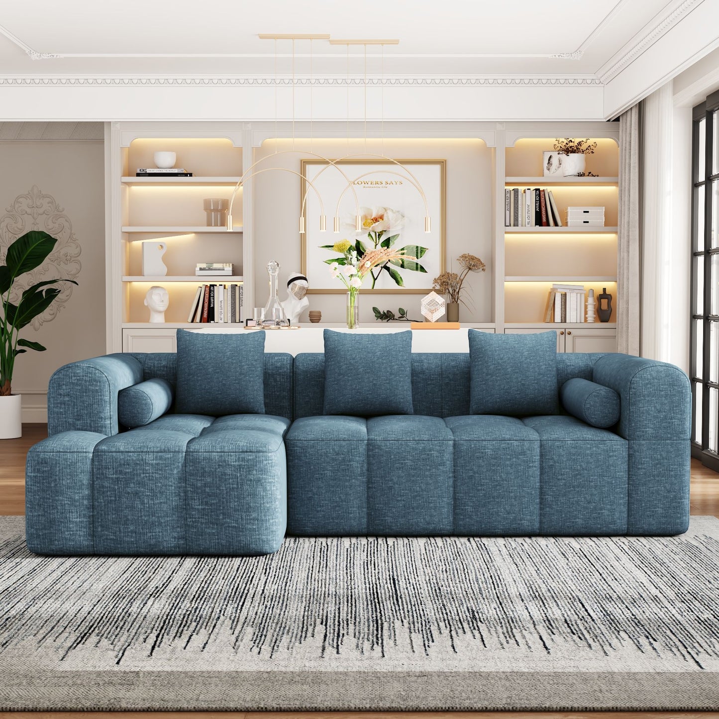Sectional Free Combined Sofa With 2 Side Pockets