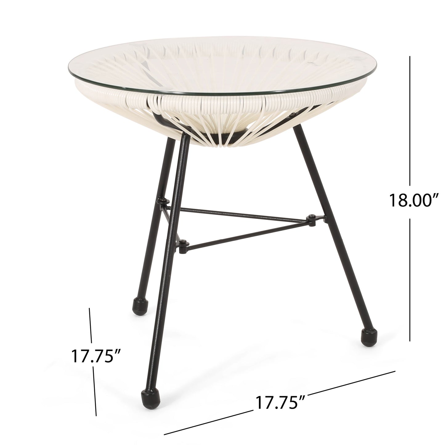 Nusa - Modern Rattan Side Table With Tempered Glass Top