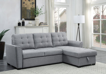 Avery - Sleeper Sectional Sofa With Reversible Storage Chaise - Light Gray