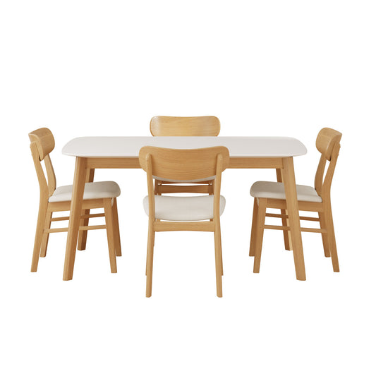 5 Piece Dining Set With Table And Upholstered Chairs