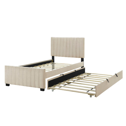 Upholstered Design Platform Bed With Trundle
