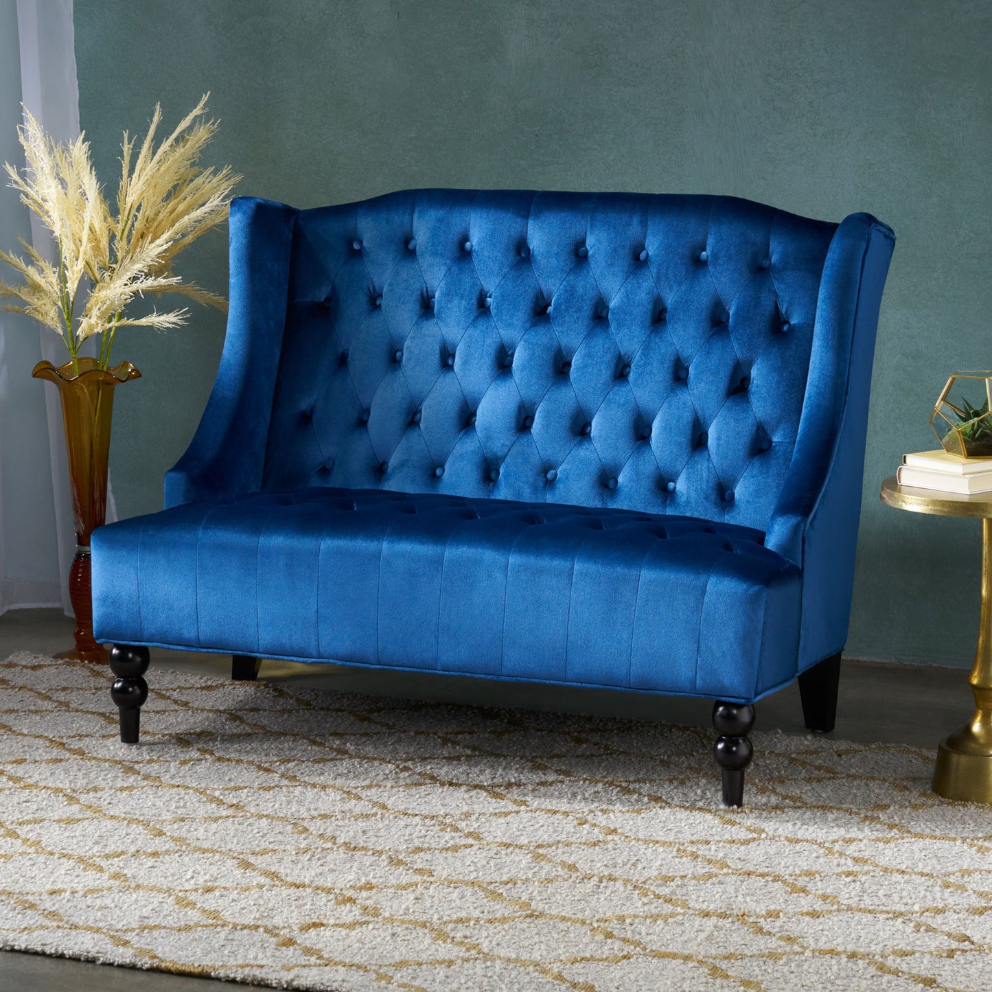 Nurturing - Upholstered Loveseat With Wing Back And Diamond Tufting