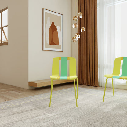 Modern Striped Blocking Single Chairs, Waterproof And Fade Resistant (Set of 4)