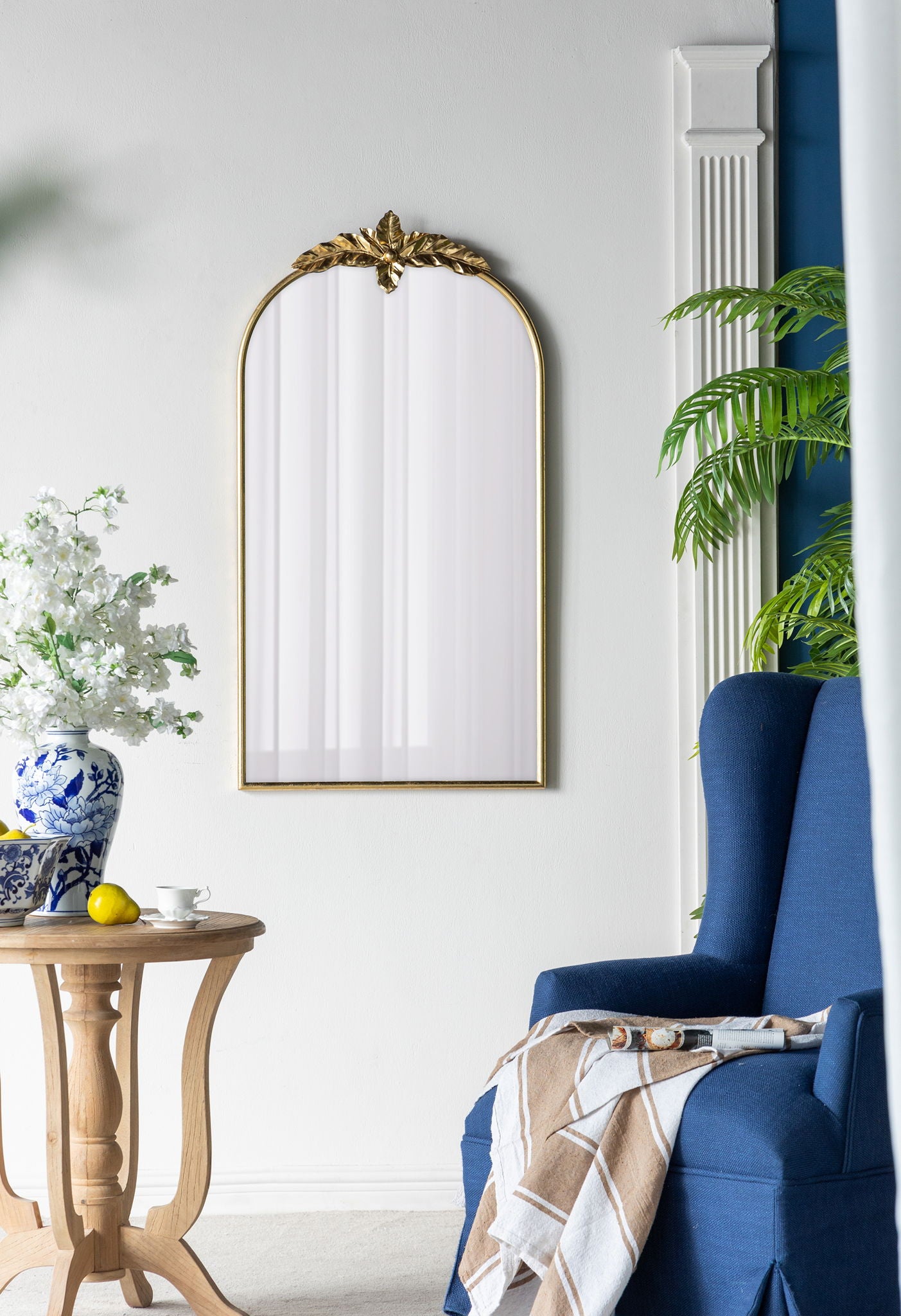 Arched Wall Mirror With Metal Frame, Wall Mirror For Living Room