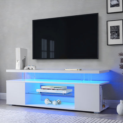 TV Stant With LED And Large Side Cabinet