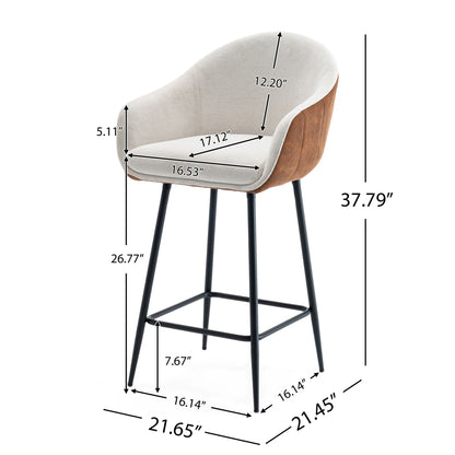 Modern Style Counter Height Bar Stools, With Comfortable Upholstery, Durable Metal Legs Ensure Stability - Brown