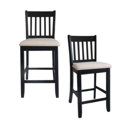 Transitional Rubberwood Dining Room Chairs (Set of 2) With Slatted Back - Black
