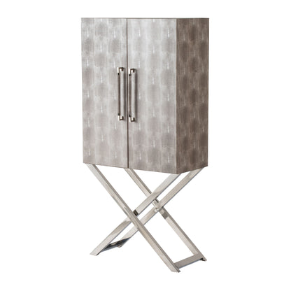 Cabinet - Silver - Faux Leather