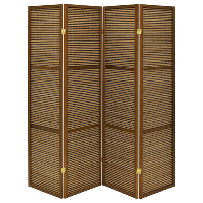 Kenabi - 4 Panel Room Divider Folding Screen - Walnut