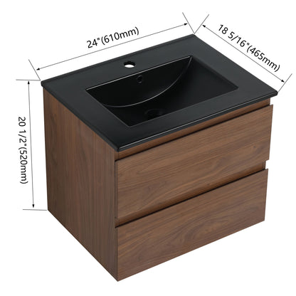 Wall Mounted Bathroom Vanity With Sink, 2 Soft Close Drawers