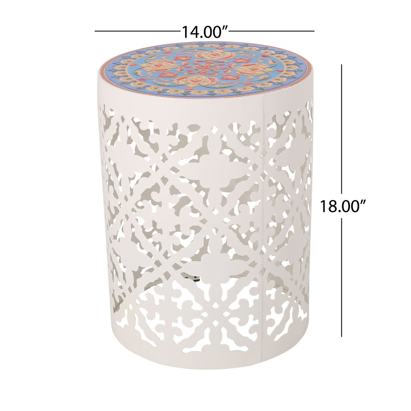 Airy - Outdoor Side Table With Lace Cut Design And Metal Frame