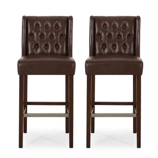 Solstara - Upholstered Dining Barstool With Button Tufted And Wing Back