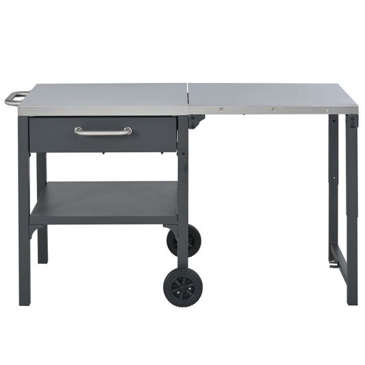 Foldable Outdoor Kitchen Cart With Storage For Patio