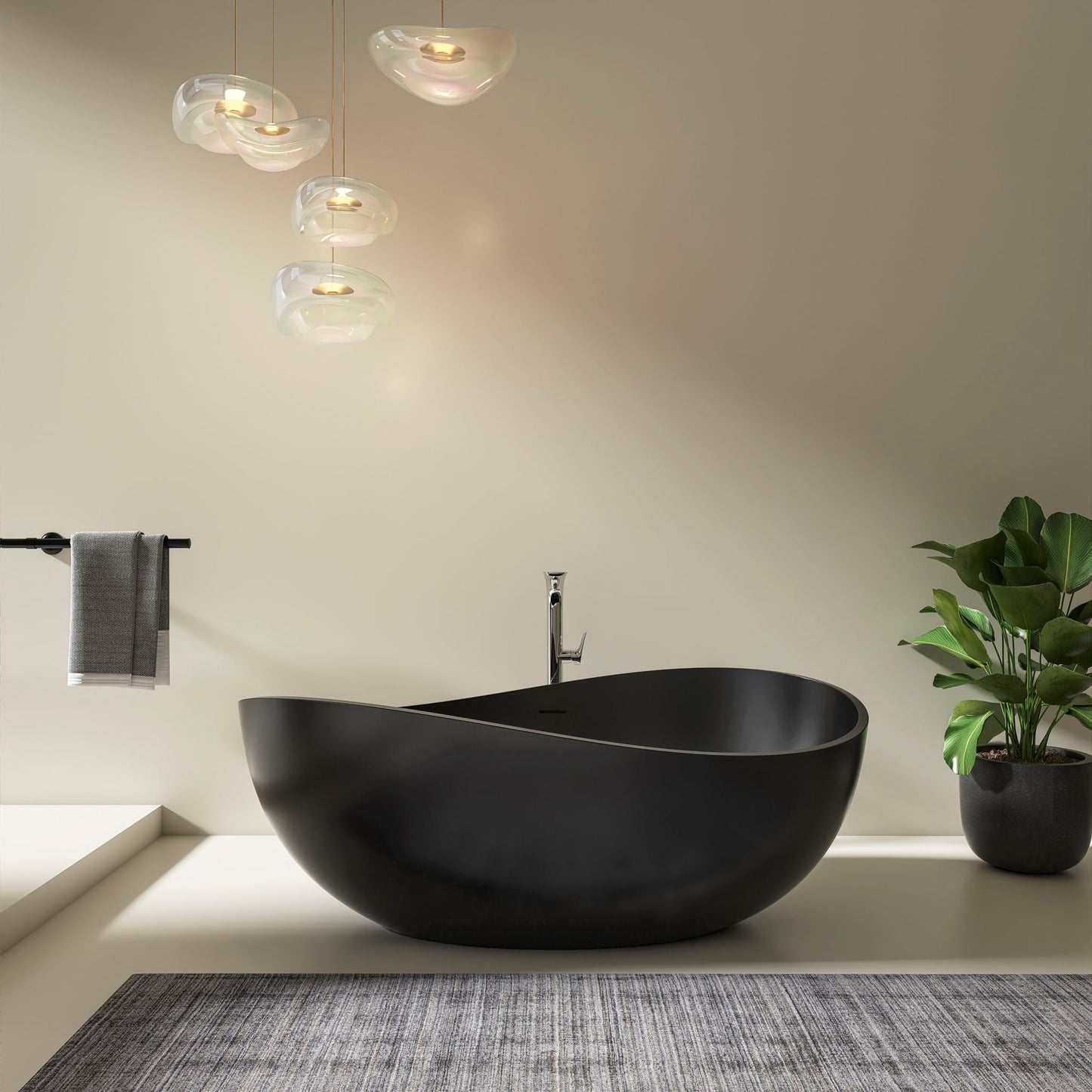 Freestanding Solid Surface Soaking Bathtub For Bathroom