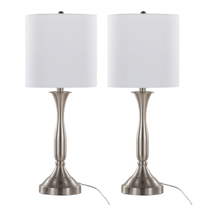 Sawyer - Contemporary Table Lamp (Set of 2) Built In USB Port - Nickel / White