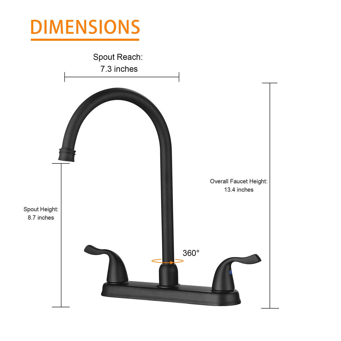 Stainless Steel Kitchen Sink Faucet With 2 Handles, 3 Hole Installation
